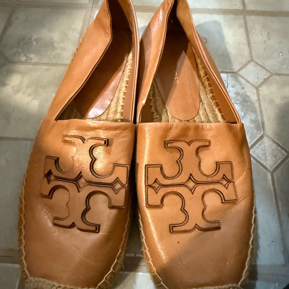 Tory Burch Brown Leather Espadrilles